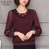 Automne hiver Plus Taille Femmes Vêtements Ensembles de lacets Tops Femme élégante Blouses Blouses à manches longues 5XL 7754 50 210506