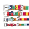 Fashion Rainbow Stripes Dog Collars Adjustable Durable Colorfast Suitable For Small Dogs Size Extra S 8" to 12" Long