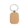 Natural Wooden Key Ring Keychains Round Square Anti Lost Wood Accessories Gifts