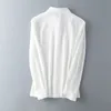 Qooth plissado chiffon escritório senhora camisa womens manga longa branco all-match causal de qualidade solta solteiro tops de peito qt558 210518