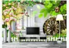 カスタム3D壁紙幾何学的形状チャンネル大きな木の風景美しい風景牧歌的なスタイル壁画リビングルームテレビ背景壁の家の装飾