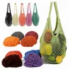 Portable Reusable Grocery Shopping Bags Fruit Vegetable Bag Washable Cotton Mesh String Organic Organizer Handbag Short Handle Net Tote WLL604