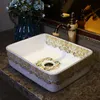 Prostokątna łazienka Lavabo Ceramic Counter Top Waszyny szaszlinowy Ręcznie Malowane zlew Vessel Zlew Łazienka Umywalki Umyć Liczniki Basin