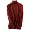 Suéter de cuello alto de lana Merino 100% para mujer, suéter de punto suave cálido para otoño e invierno, jersey de mujer de Cachemira 210922