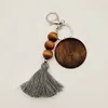5 Colors Wooden Bead Tassel Keychain Pendant Luggage Decoration Keyring Fashion Beaded Key Chain Party Gift