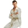 Pajamas en satin de soie pour hommes ensemble pyjamas pymas de vêtements de sommeil somnifères s - 4xl rayé 210918320f