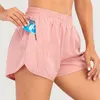 Donne Dance Yoga Short-Rise a metà foderato con pantaloncini per cuciture in tessuto morbido con cerniera tascabile con cerniera #01603059