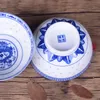 그릇 파란색과 흰색 도자기 그릇 Jingdezhen 과일 중국어 드래곤 미세 쌀 패턴 시리얼