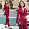 Große Größe S-4XL Weibliche Anzughose Zweiteilige hochwertige Herbst- und Winter-Slim-Fit-Damenblazer Casual Business Wear 210527