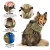 Tactical Dog Vest Service Training Harness Collar Militär Arbeta Mindre västar Ingen dragning, med handtag och avtagbara fickor för medelstora stora hundar (grön)
