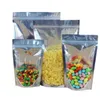 2021 Nya 100pcs Stand Up Pouches för Candy Clear Aluminium Folie Zipper Bag Silver Plast Packaging Väskor för Cookie Baking