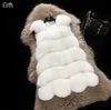 Luxury High Imitation Women Faux Fur Vest Long Coat Winter Woman Warm Thick Splice Jackets Female Waistcoat Outwear