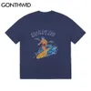 Thirts Hip Hop Streetwear Harajuku мультфильм серфинг принт с коротким рукавом футболки мужские мода хлопок свободные повседневные вершины 210602