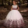 PLBBFZ Summer Girls Dress White Red Kids Christmas Clothes Children Long Princess Party Wedding Clothing 10 12 Years Vestidos