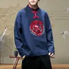 Sinicism Store Oversized 5xl中国風ロングスリーブシャツ男性春カジュアルヴィンテージトップス男性ファッション刺繍服メンズシャツ