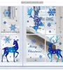 Beautiful Blue Snowflake Elk Electrostatic Stickers Glass Window Decoration Sticker Christmas Decorations Sun Room Hotel Office New Year Gifts