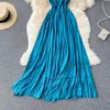 Sexy Blue Spaghetti Pasek Długa Sukienka Kobiety Beach Holiday Otwórz Powrót Wysokiej Talia Bez Ramiączek Vestidos Elegancka Linia Robe Lato 2021 Y0603