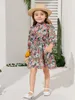 Toddler Girls Floral Print Frill Trim Puff Sleeve Belted Smock Dress SHE