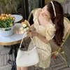 Vintage Fairy Blumen DRES Französische Square -Kragen Rüschen Design Mini Casual Sweet Kawaii Sommer 210604