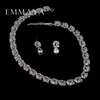 Emmaya Romantic Luxury Set Jewelry Flower Design Water Drop AAA CZ Crystal Wedding Jewelry Sets For Brides Gold Color Jewelry H1022