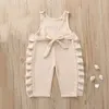 Summer Girl Clothes Bowknot Effen Broek Overalls Jumpsuit Voor Kinderen Meisjes Pant 210528