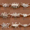 Cor de prata pérola strass casamento cabelo pentes de cabelo acessórios para mulheres acessórios ornamentos de cabelo jóias headpiece nupcial