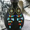 Bohème Ethnique Rétro Rond Dangle Boucle D'oreille Boho Coloré Perles Chaîne Gland Exagéré Boucles D'oreilles Crochet Oreille Bijoux Pendientes mujer