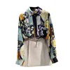 Spring Autumn Women's Blouses Korean Style Retro Abstract Floral Bat Sleeve Blouse Top Loose Long Chiffon Tops GX527 210507