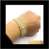 Теннисные ювелирные изделия хип -хоп -рок стиль в стиле Sier Gold Bracelets Jewelry Fashion Mice Out Miami Кубинская звена