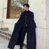 IDEFB Mężczyźni i Kobiet Wear Wiosna Streetwear Trench Osobowość Lina Projekt Asymetria Patchwork Długi Płaszcz Loose 9Y989 210524