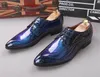 Chaussures décontractées pour hommes, paillettes bleu Royal, imprimé plat, Oxfords formels, robe de soirée de mariage, Sapato Social Masculino