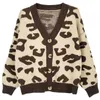 Frauen Herbst Winter Leopard Strickjacke Pullover Mantel Weibliche Lange Hülse Plus Größe Äußere Gestrickte Tops Pull Femme 210428