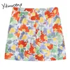 Yitimuceng Vintage Floral Print Skirt Women Tie Dye Slim High Waist A-Line Clothing Summer Korean Fashion Mini Skirts 210601