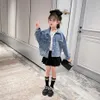 Mädchen Denim Jacke Mantel Vollfarb Mädchen Mäntel Kinder Casual Stil Kinder Frühling Herbstkleidung 6 8 10 12 14 210528