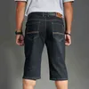 Mäns Denim Shorts Summer Breeches Bomull Bermuda Man Stor Storlek Halvbyxa Svart Sträcka Casual Knee Längd Jean Men Short 210518