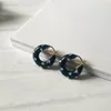 Hoop Huggie-pendientes gruesos pequeños de Metal para mujer, Color rojo y azul, aros delicados con diamantes de imitación, círculo redondo sólido 2717