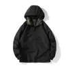 Porter des deux côtés Sweats à capuche noirs Streetwear Veste de camouflage militaire Hommes Style coréen Fashions Sweat-shirt Harajuku Vêtements 211023