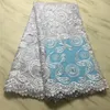 5Yards/Lot Top Sale Pink And Sky Blue French Net Lace Fabric Flower Embroidery African Mesh Style For Party Dressing PL31425