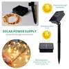 LED Outdoor Solar Lampa String Lights Pilot Sterowanie 100/200 LED Fairy Wakacje Boże Narodzenie Party Garland Ogród Słoneczny Wodoodporna 211104