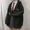 Streetwear Harajuku Sublançado Suave Mulheres Imprimir Letra Zip Up Hoodies Student Plus Size Outwear Feminino Solto Tops 210910