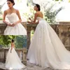 2021 Elegante Sweetheart A Line Lace Abiti da sposa in pizzo Sexy Low Back Corsetto Summer Beach Bridal Gowns con abito lungo cristallo