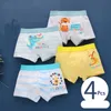 4pcs / lot garçons sous-vêtements dessin animé camion / voiture impression boxers shorts coton belle culotte de dinosaure pour enfant en bas âge garçon enfants vêtements 4-12Y 210622