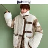Men's Jackets KAPMENTS Streetwear Men Lambswool Patchwork Winter 2021 Mens Pockets Hip Hop Harajuku Jacket Coat Male Vintage Overcoat