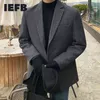 IEFB Mäns Early Spring Clothes Korean Fashion Tweed Blazer Trend Cool Casual Suit Mäns Tweed Coat Tjock kappa 210524