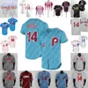 14 Pete Rose Jersey 야구 명예의 전당 유명한 유니폼 1980 1984 1965 1969 White Grey Light Blue Red Black