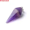 WOJIAER Collana con ciondolo con pietre preziose naturali, piramide esagonale a punta, perline curative Reiki Chakra, cristallo viola rosa BZ905