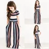 Uroczy Baby Girl Dress Multi Color Striped Circle Neck Krótki Rękaw Długość Długość Spódnica Summer Beach Kids Sukienki Ubrania 17 5at L2