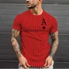 T Shirt for Men Stripped Tshirt Summer Clothing Streetwear Round Neck Fashion Poker Print Short Sleeve T-shirts Tops 210706