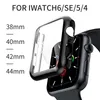 Kleurrijke pc harde horlogeband gevallen met gehard glas filmbutton stofdicht gat voor iWatch 6 5 4 3 2 1 360 Volledig scherm Protector en retailpakket