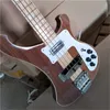 Walnut Body 4 Strings Electric Bass Guitar with Maple/Rosewood Fingerboard,Chrome Hardware,Can be customized